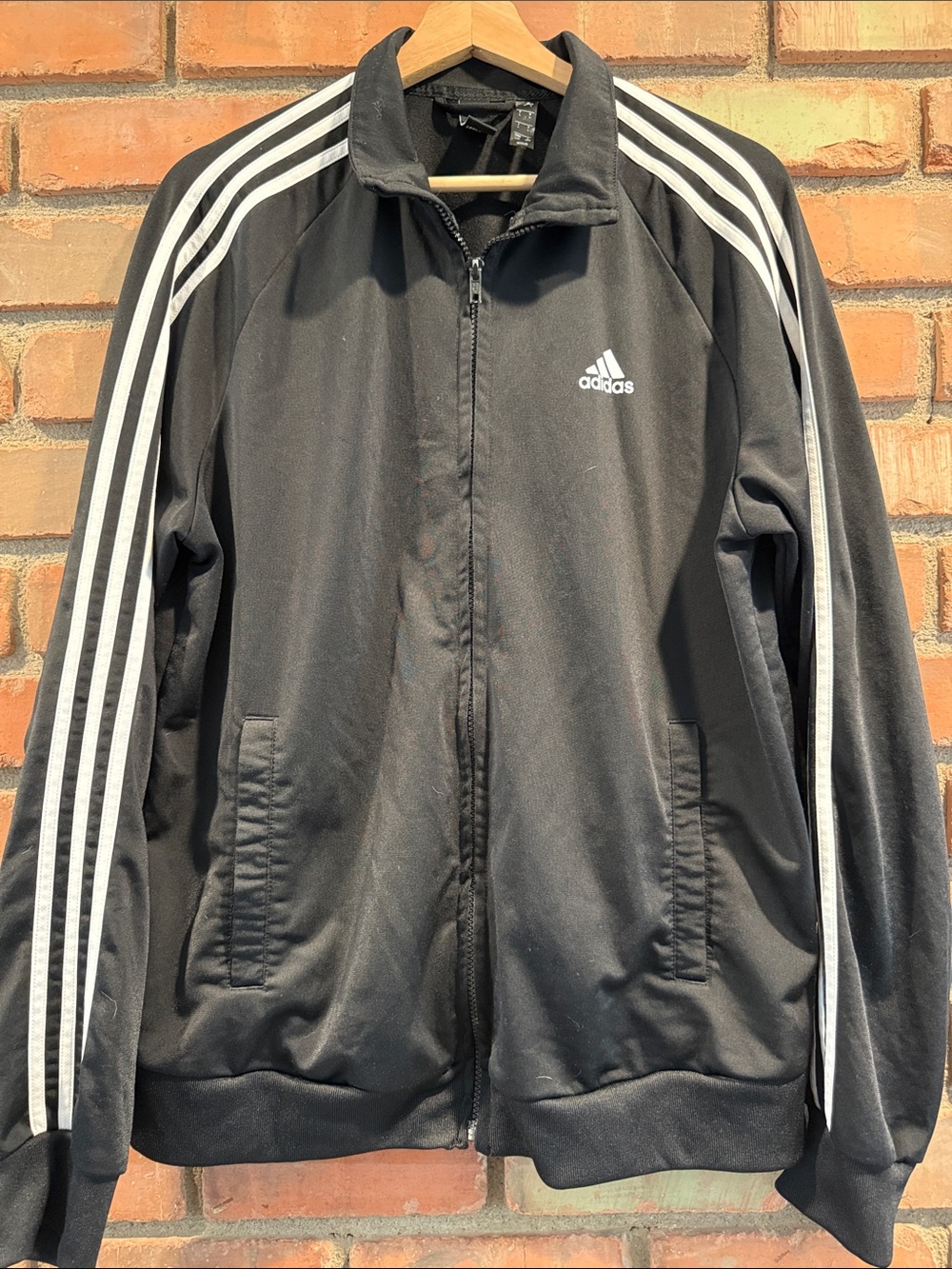 adidas Black Track Jacket with White Three-Stripes